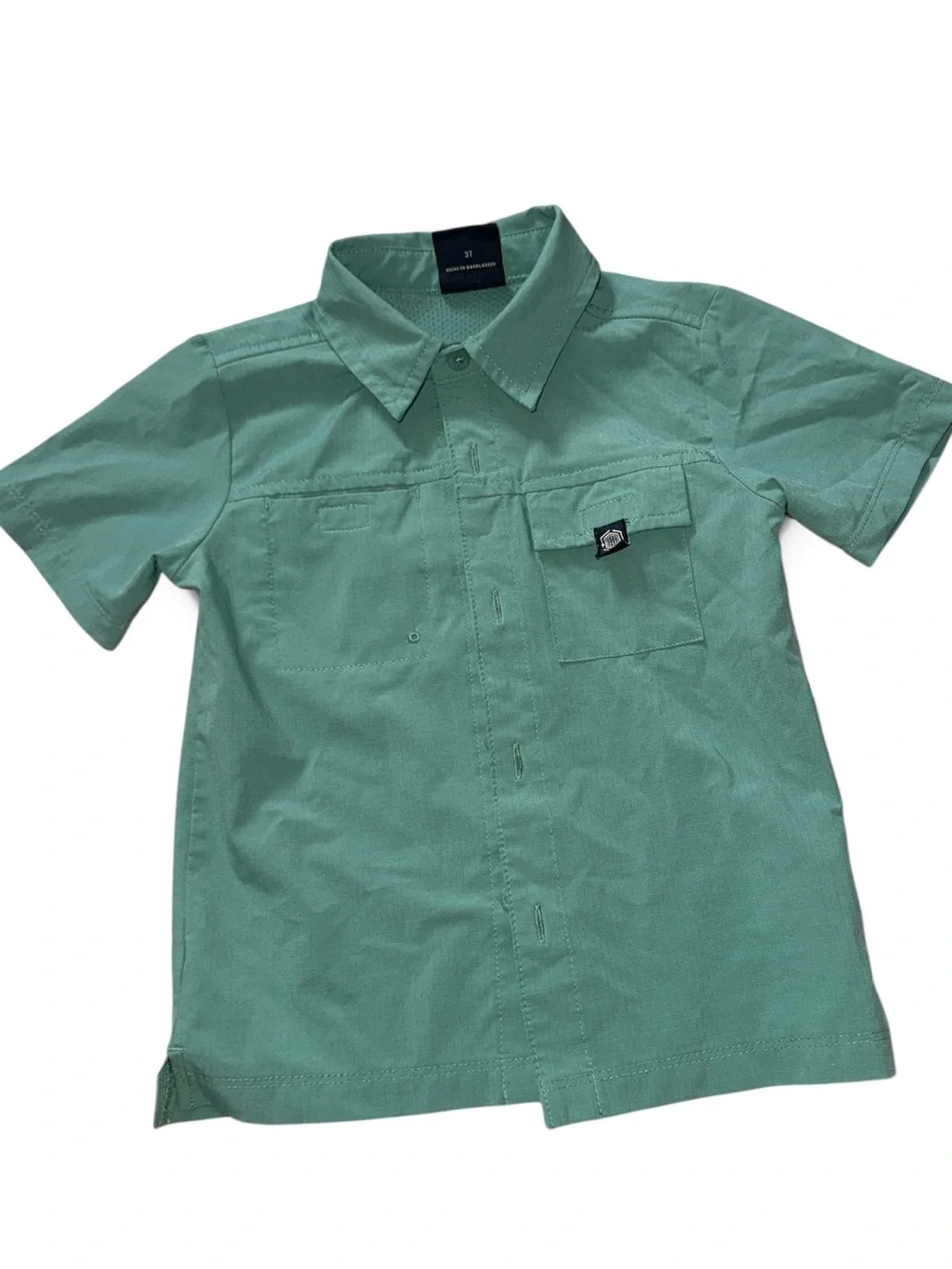 Short-Sleeve Mint Green Button-Front Shirt - Unknown Brand